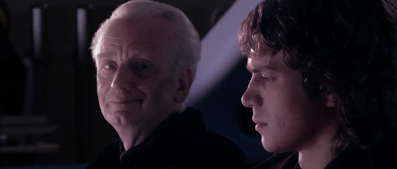 Anakin in discussion with Palpatine.